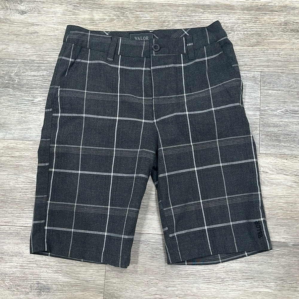 Plaid shorts w/zipper fly